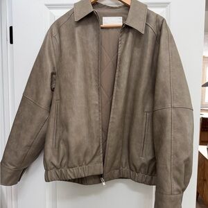 OAK + FORT Vegan Leather Bomber Jacket